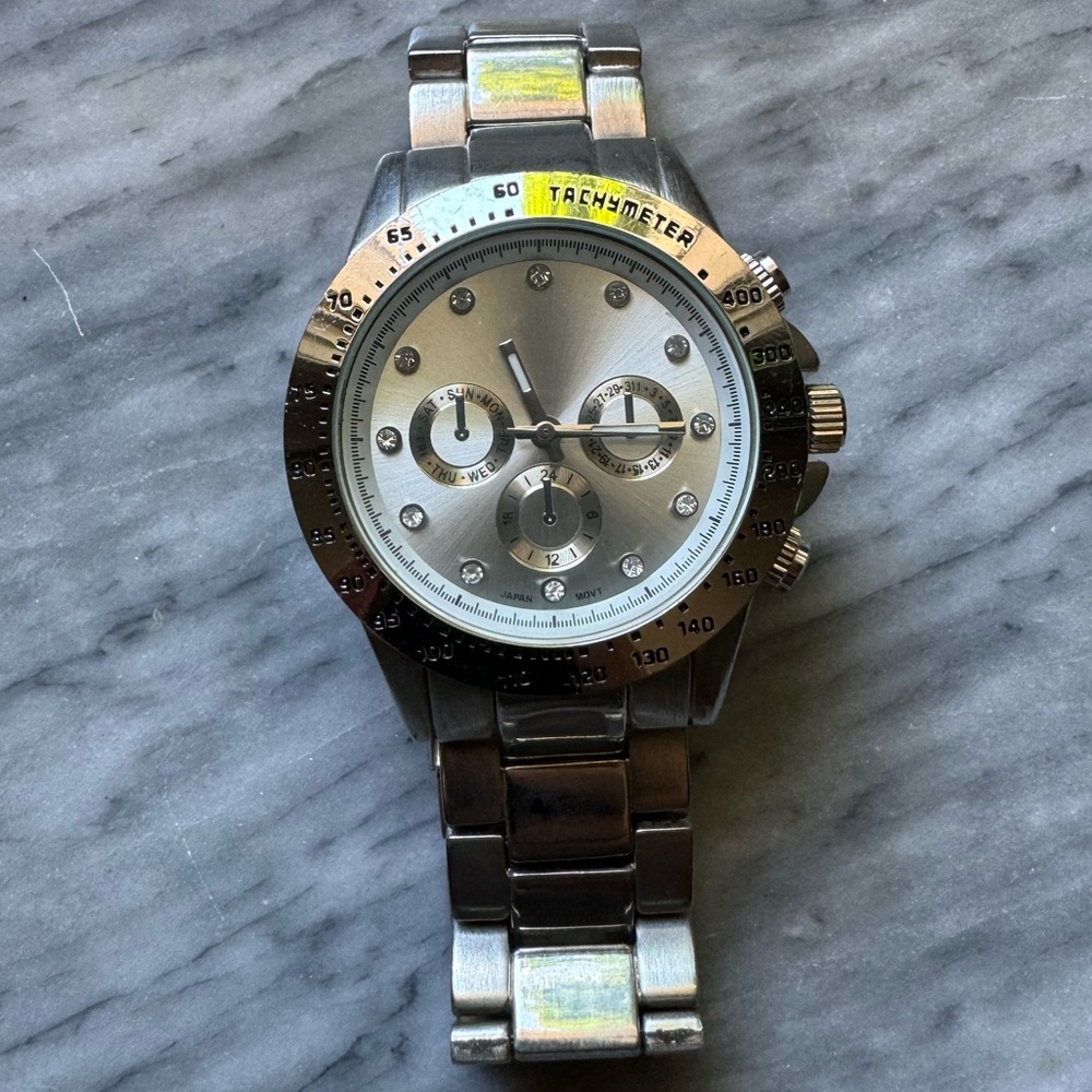 Stainless Steel Watch with CZ stones